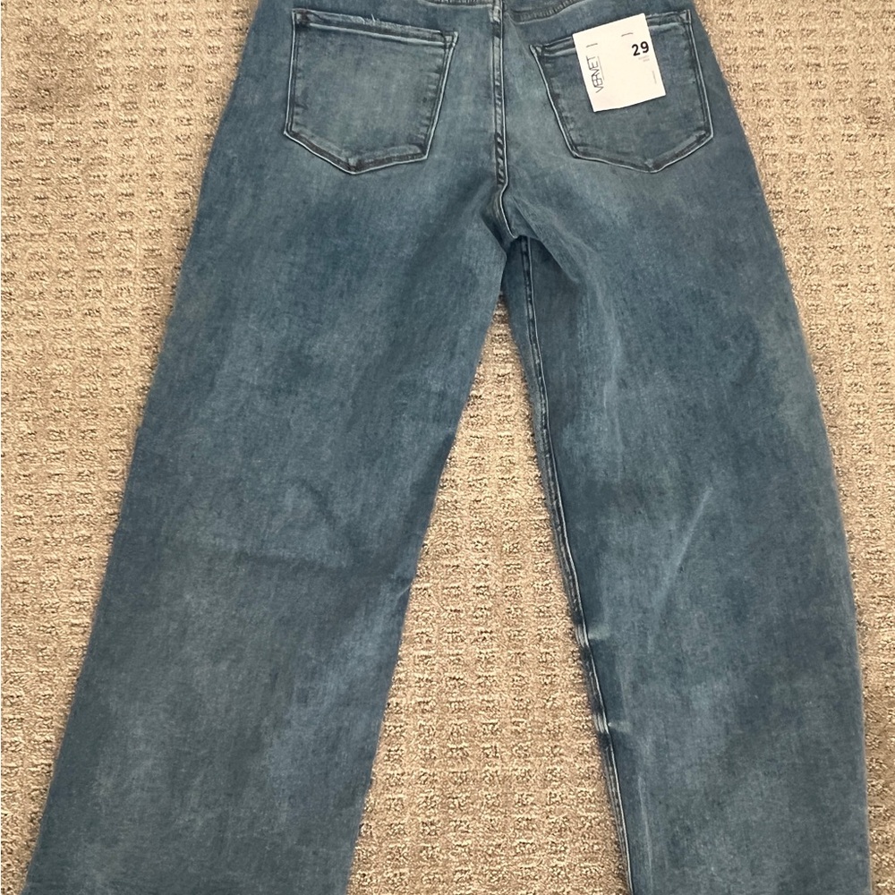 Elegant Blue Wide Leg Women's Jeans - Picture 3 of 7